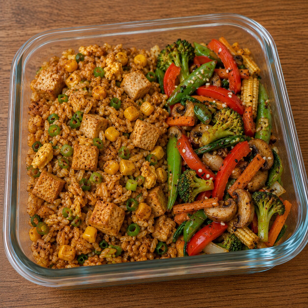 Asiatische Reispfanne mit Räuchertofu & Rührei