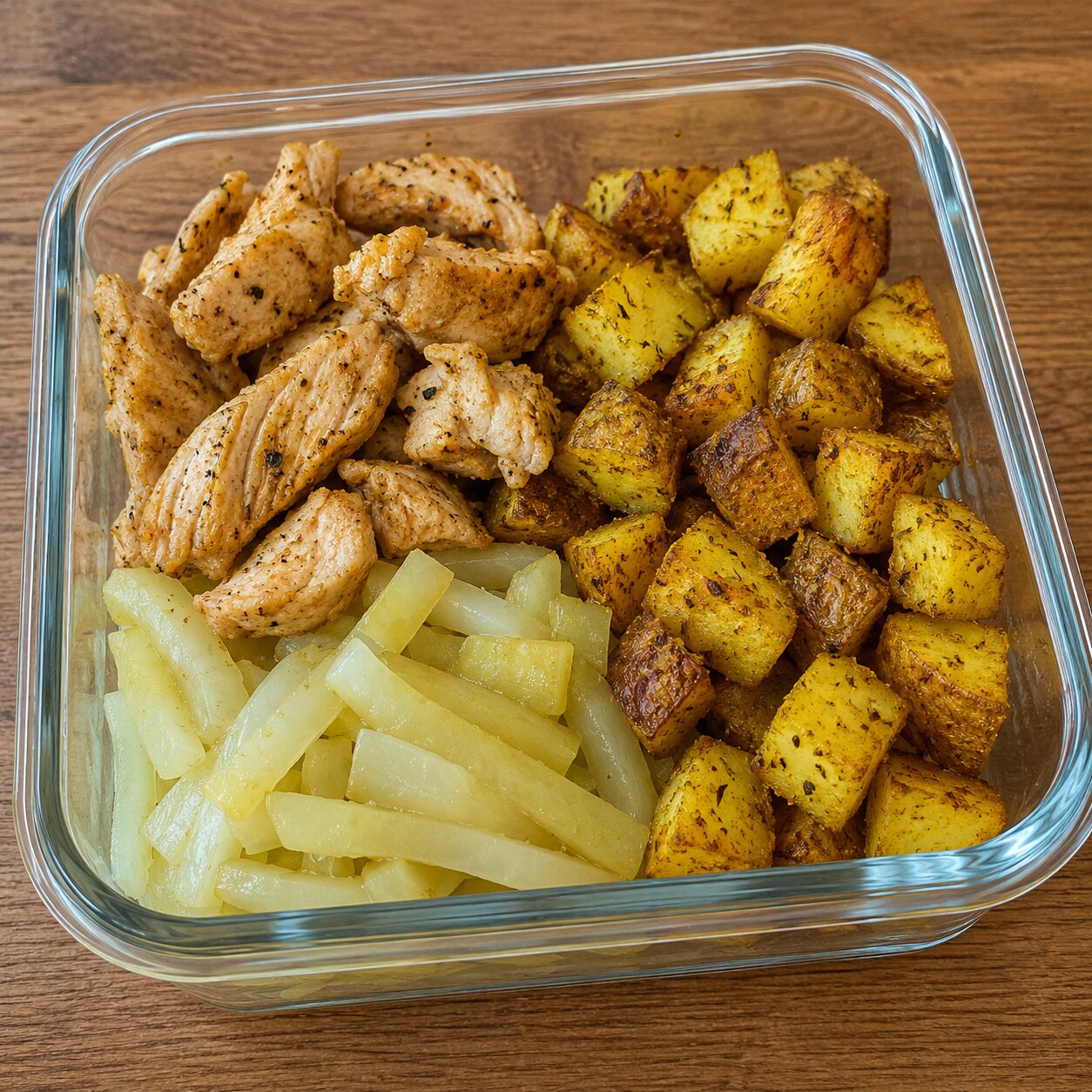 Hähnchenpfanne mit Ofenkartoffeln & Kohlrabi