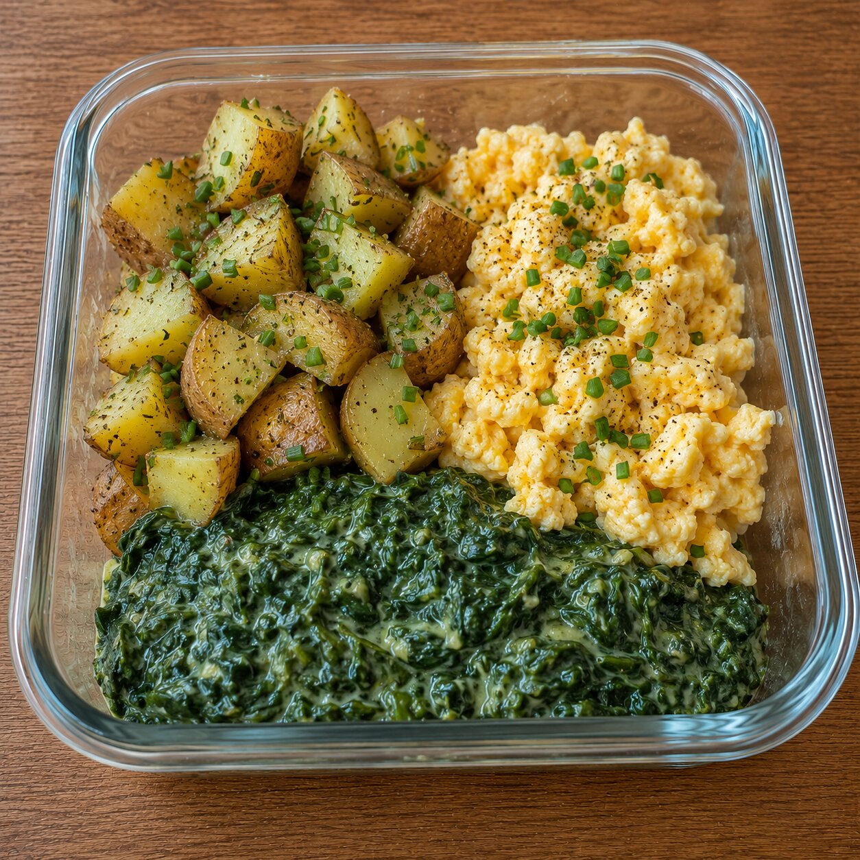 Rührei mit Cremespinat & Kartoffeln