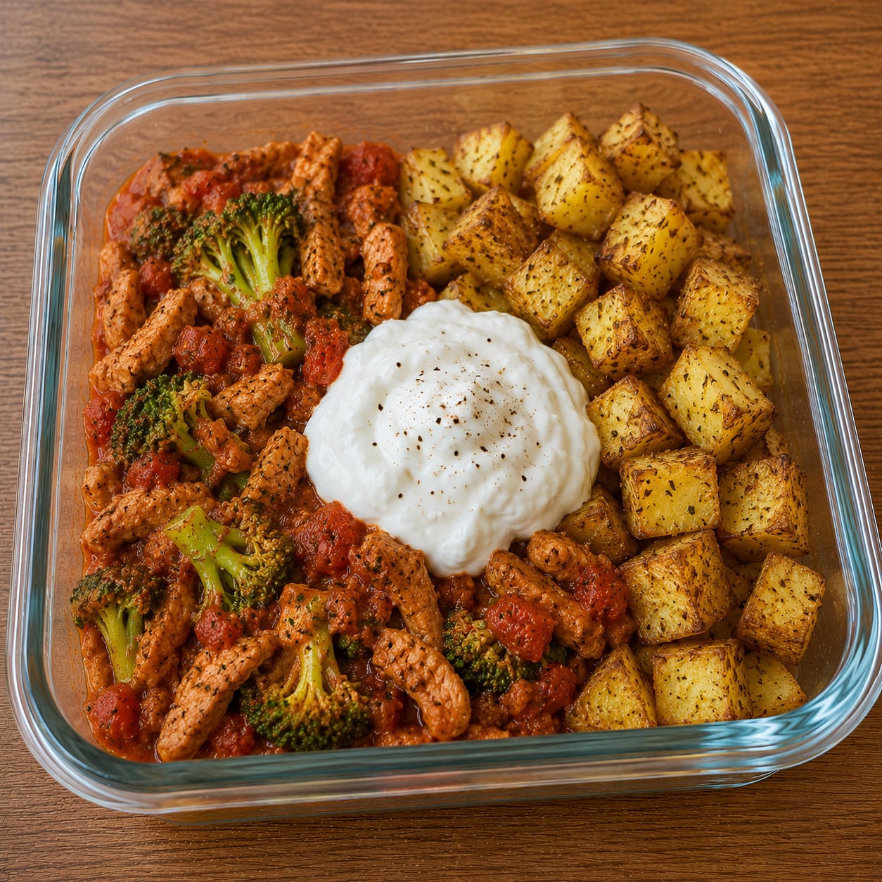 Soja-Brokkoli-Bowl mit Ofenkartoffeln & Skyr